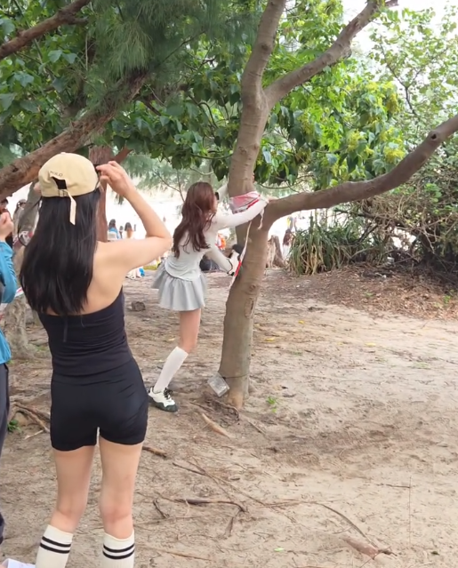 遊客來港「抱樹打卡」熱褲女闖西貢浪茄攀爬惹怒網民 觸犯1法例恐罰2.5萬兼坐監