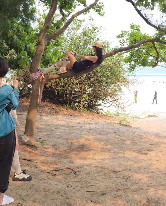 遊客來港「抱樹打卡」熱褲女闖西貢浪茄攀爬惹怒網民 觸犯1法例恐罰2.5萬兼坐監