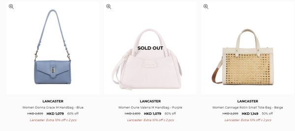 Lancaster激罕開倉低至3折！真皮手袋勁減近$2000 最平$479買到！買2件額外折上折