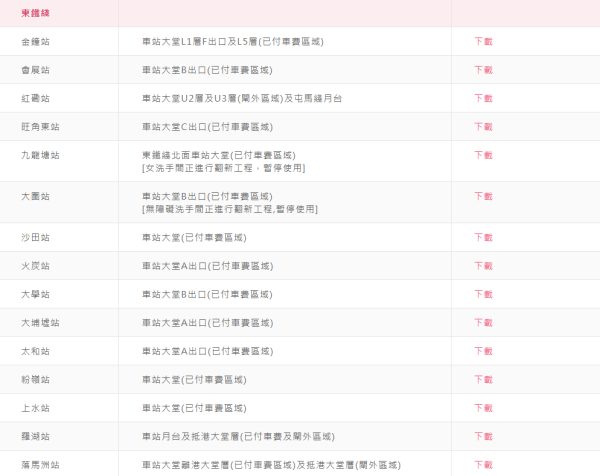 東鐵綫港鐵站內公共洗手間（圖片來源︰MTR）