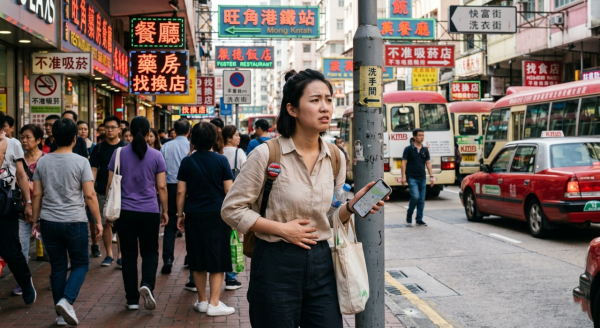 內地網民在小紅書發文投訴在香港找廁所難如登天。（AI製圖）