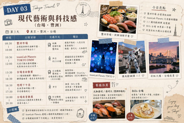 J人必試！一個AI指令文字行程表秒變時尚雜誌風 附超方便齊全行李清單 
