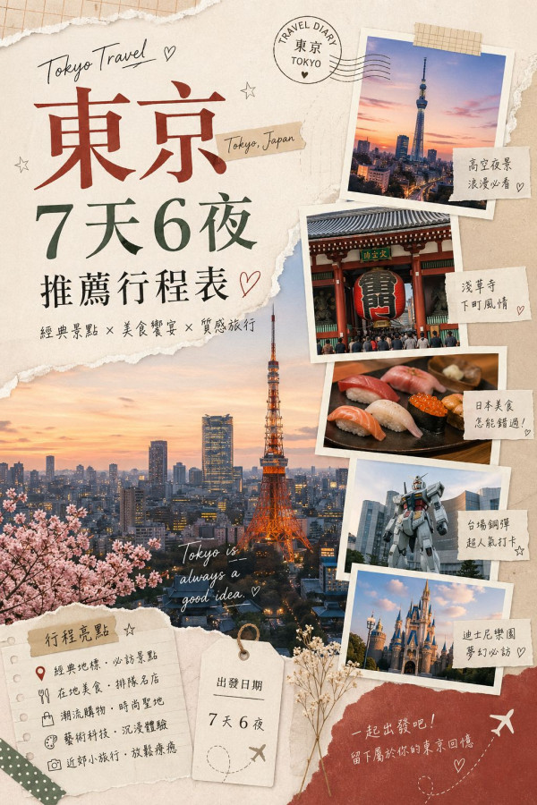 J人必試！一個AI指令文字行程表秒變時尚雜誌風 附超方便齊全行李清單 