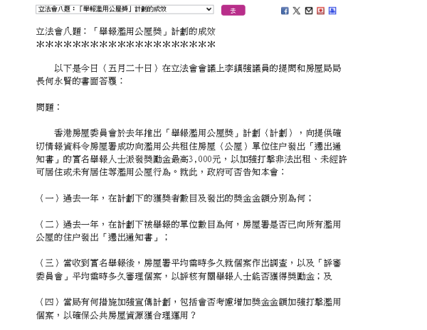 濫用公屋破5000宗舉報 房署派出7.5萬獎金 僅25宗屬實 