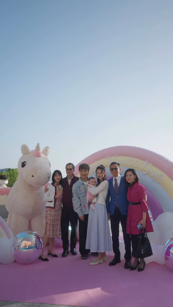 方力申包場豪搞愛女百日宴露天派對！三代同堂合照老婆葉萱母愛滿瀉