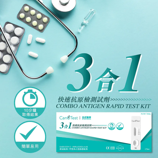 肯纳丝CanuTest“3合1新冠/流感快速测试”(图片来源︰肯纳丝CanuTest)