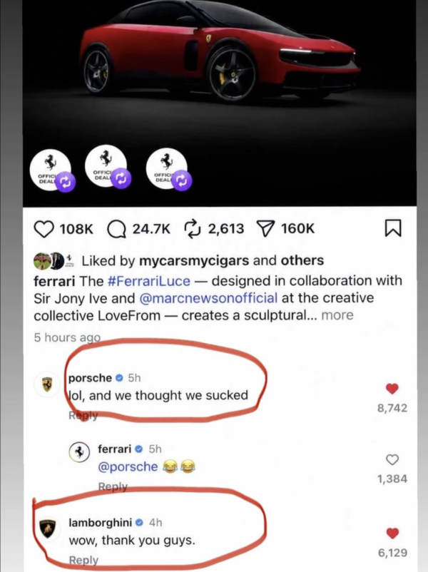 車太醜股價跌？林寶/保時捷隔空嘲諷！Apple總監設計法拉利純電Ferrari Luce 500萬超跑被恥笑 轉型電動大敗？ 