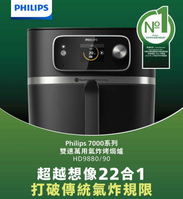 Philips 飞利浦 7000系列 双速万用空气炸烤焗炉 HD9880/90（图片来源︰Philips 飞利浦）