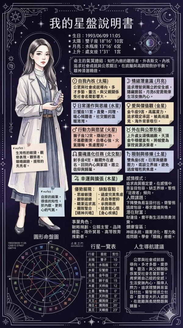 【GPT/Gemini自睇星座星盤】占星之門星盤免費查詢+AI指令解讀！個人星盤分析一圖睇清