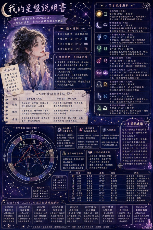 【GPT/Gemini自睇星座星盤】占星之門星盤免費查詢+AI指令解讀！個人星盤分析一圖睇清