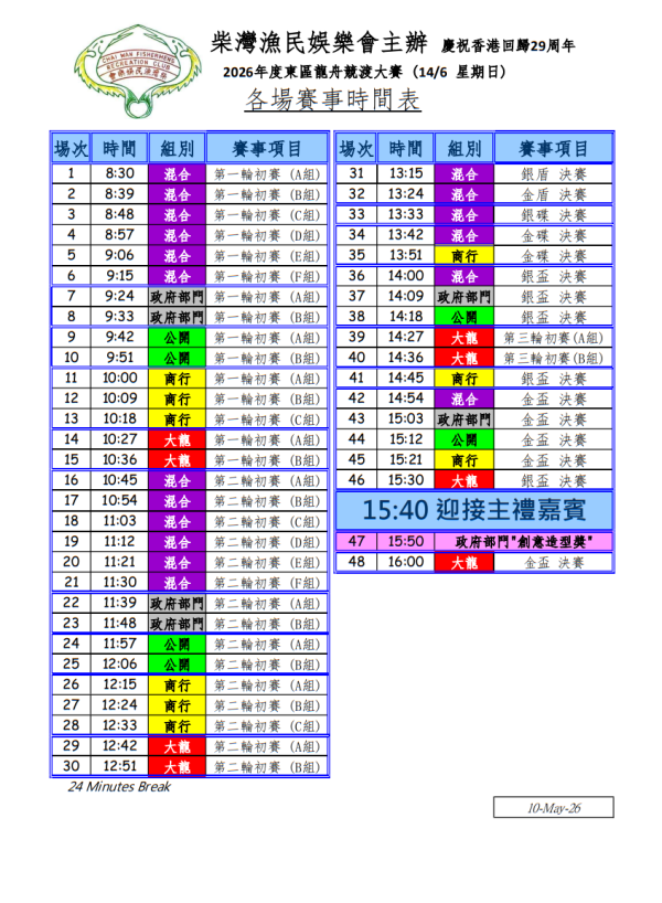 东区龙舟竞渡大赛2026（图片来源︰柴湾渔民娱乐会）