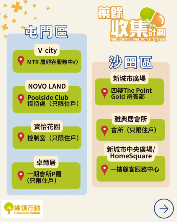 綠領行動藥餘收集計劃（圖片來源︰IG@greeners_action）