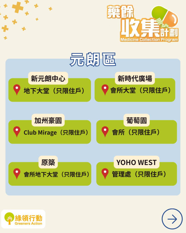 綠領行動藥餘收集計劃（圖片來源︰IG@greeners_action）