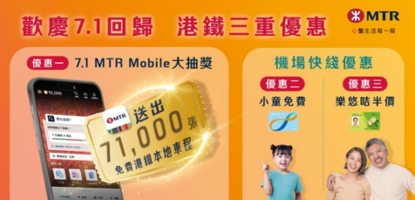 七一優惠2026懶人包｜港鐵送7.1萬張車票/康文署球場博物館免費！過千間商場餐廳優惠（持續更新）