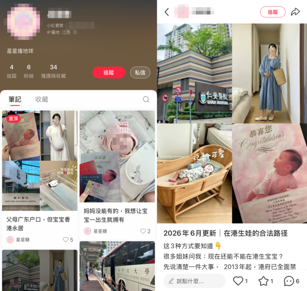 小紅書瘋傳來港生仔攻略！3大來港生子合法路徑曝光。圖片來源：小紅書