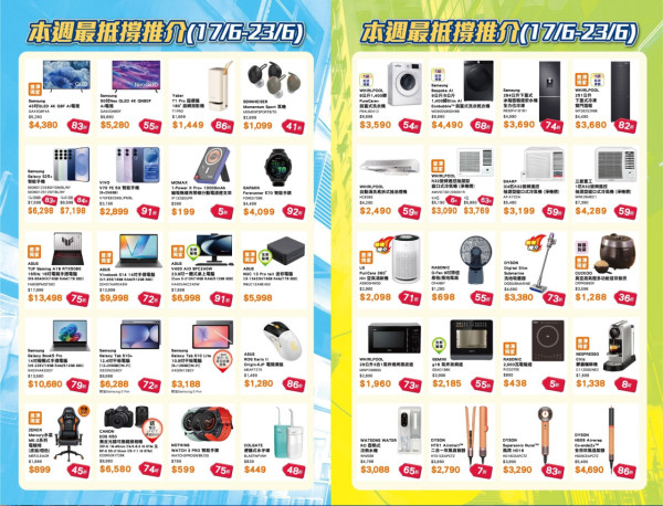 電器優惠｜豐澤「至DOPE價」低至36折！dyson/ASUS/惠而浦特價！30日包退包換 即領優惠券！