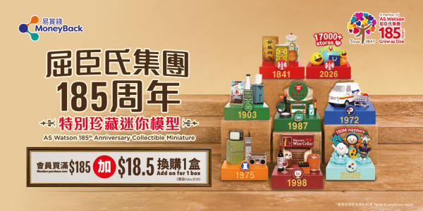 易賞錢推出屈臣氏集團185周年微縮模型！1 套 8 款盲盒形式發售 重現港人經典回憶 內文附換購詳情