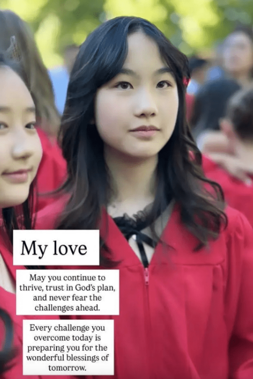 闊太港姐移加後近況一家三口全家福！富豪老公激罕露面賀12歲愛女小學畢業