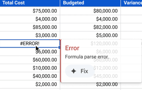 打工仔數據處理救星！Gemini正式進駐Google Sheets 一鍵修正錯誤公式【附使用教學】