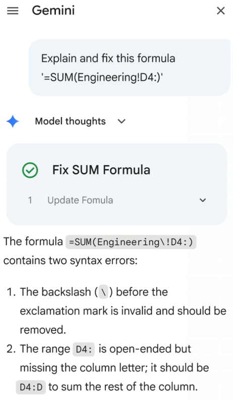 打工仔數據處理救星！Gemini正式進駐Google Sheets 一鍵修正錯誤公式【附使用教學】