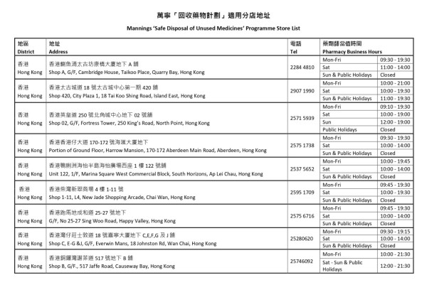 圖片來源：Facebook@Mannings 萬寧