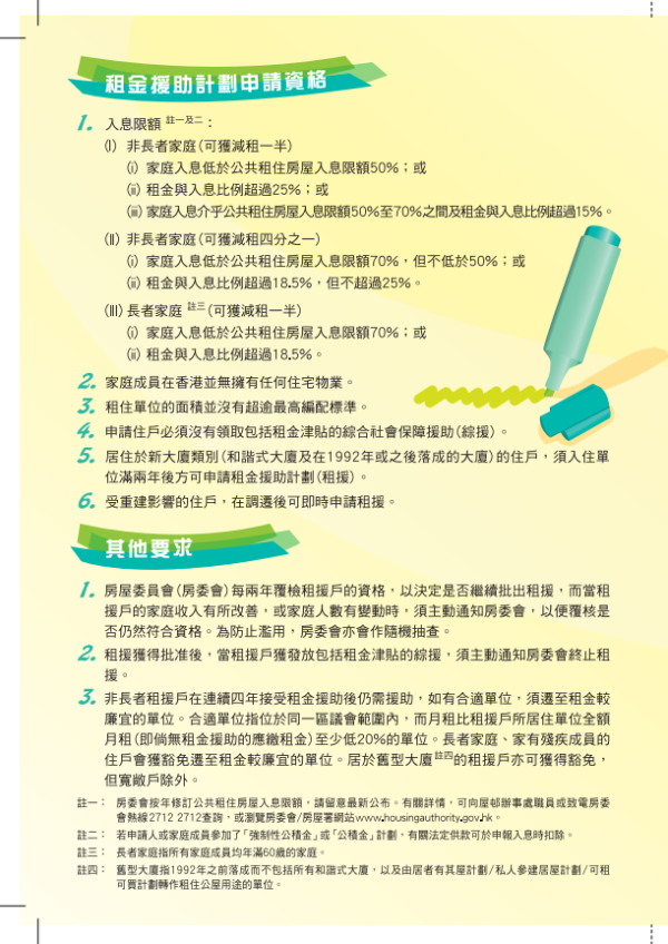 租金援助計劃(圖片來源︰房屋署)