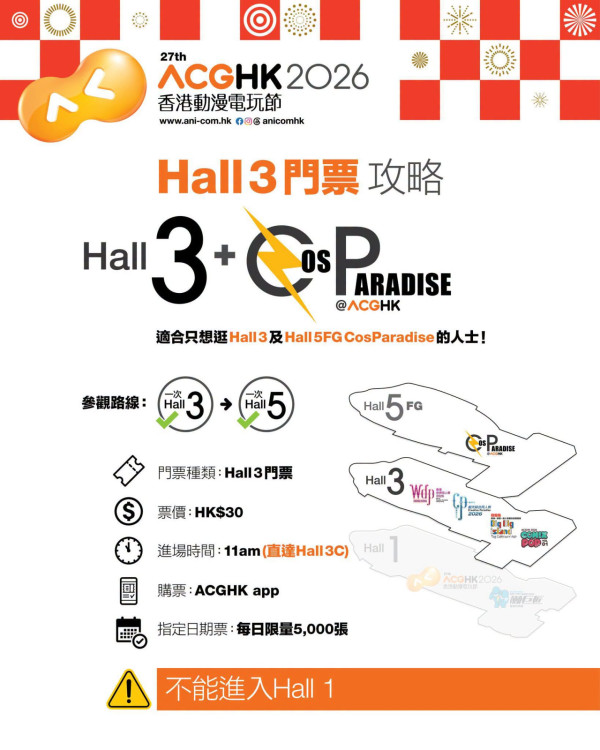 動漫節2026門票（圖片來源︰FB@香港動漫電玩節）