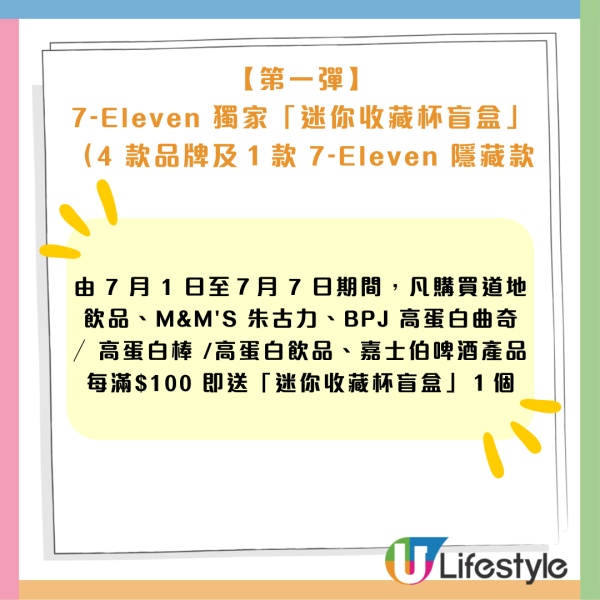 7-Eleven全新不銹鋼迷你杯盲盒！消費免費送 一套15款 維他/可口可樂/嘉士伯/M&M'S/樂事！必搶隱藏版7-11迷你杯
