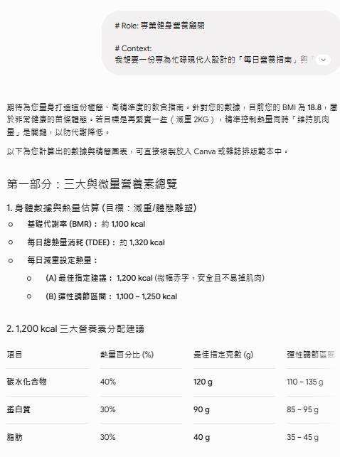  【Gemini AI健身餐單】實測三分鐘出減肥餐單兼出靚圖附神級指令 慳錢免請營養師