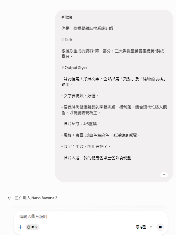  【Gemini AI健身餐單】實測三分鐘出減肥餐單兼出靚圖附神級指令 慳錢免請營養師