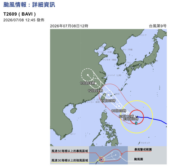 超強颱風「巴威」逼近台灣 暴風圈料覆蓋當地三分之二 專家警告3大地區最猛烈