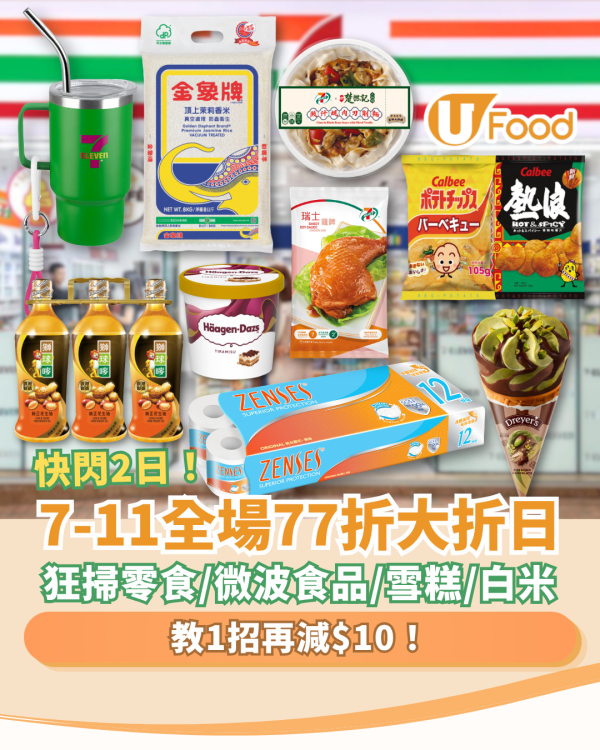 7-Eleven大折日突發全場77折！快閃2日狂掃零食＋雪糕＋啤酒＋糧油雜貨／教你1招再減$10