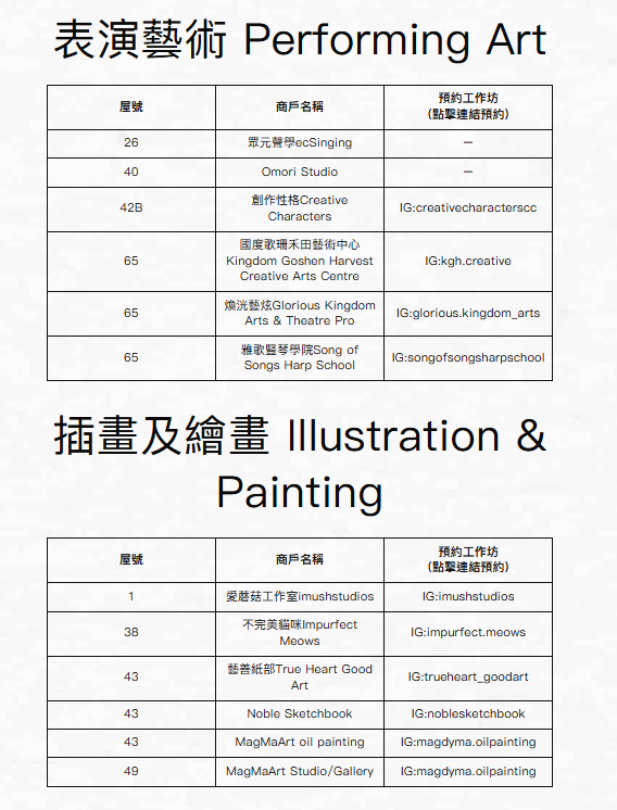 藝術工作坊（來源：馬灣官網）