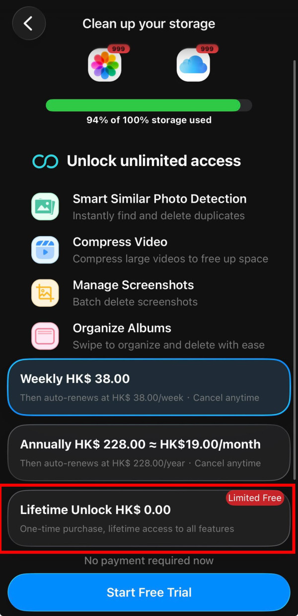 iPhone容量自救神器！AI相簿整理工具突發推「$0終身會籍」：一鍵秒清重複相/截圖、無損壓縮影片