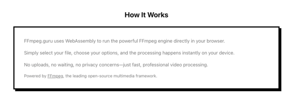 影片處理神器 FFmpeg.guru 免費免註冊就用得 壓縮/轉格式/抽音頻一鍵搞掂【0廣告+100%防洩密】