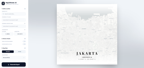 旅行足跡變神級海報！MapToPoster JS 一鍵將城市化身藝術地圖 實測1分鐘導出高畫質海報【免費免下載】