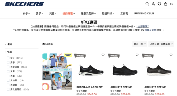 SKECHERS限時激減低至2.8折！波鞋大減價$99起！激抵價入手男女裝T恤/背囊/運動配件