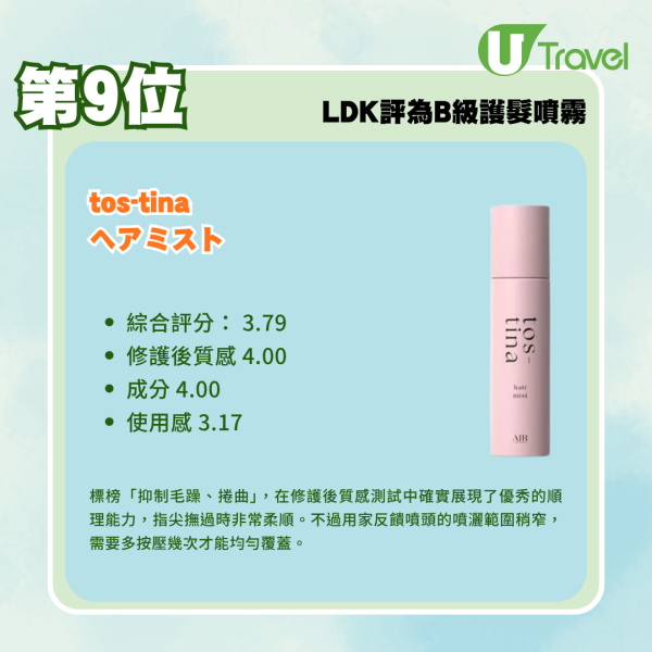 日本LDK實測13款人氣護髮噴霧!無印良品MUJI/UNOVE 邊款保濕順滑不黏膩?