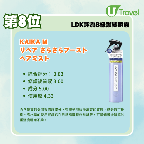 日本LDK實測13款人氣護髮噴霧!無印良品MUJI/UNOVE 邊款保濕順滑不黏膩?