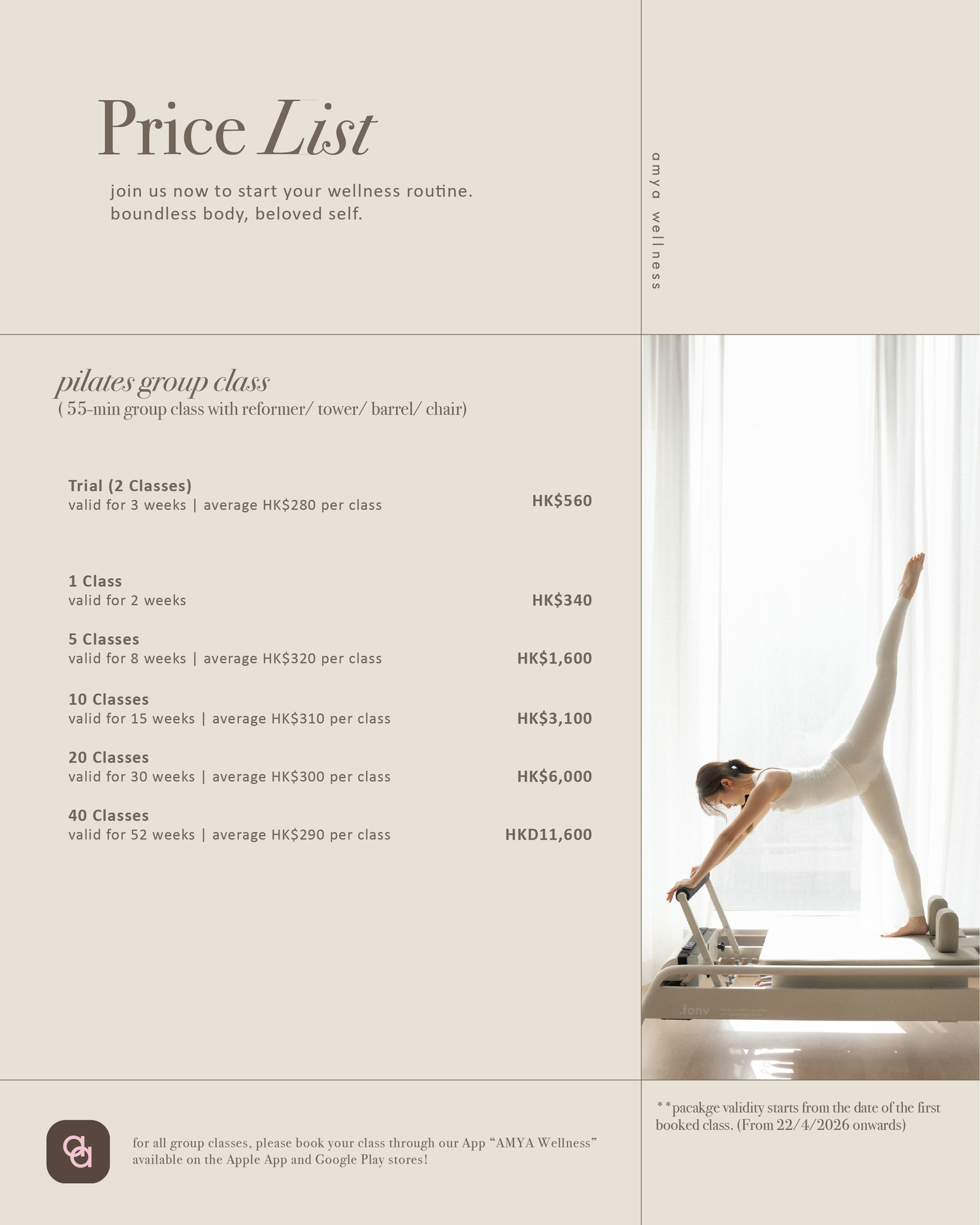 Amya Wellness普拉提課程推薦(圖片來源︰Amya Wellness)