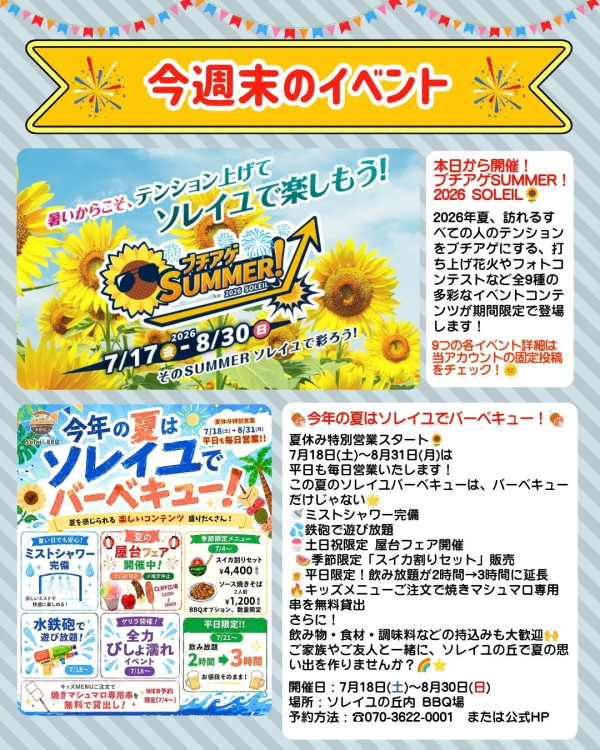 圖片來源:soleil park官網 關東向日葵景點|東京近郊8大向日葵花海推介!100萬株金黃花海、打卡日本最大級八重向日葵