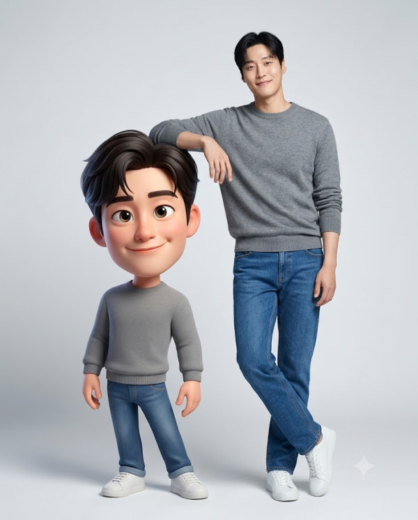 【Gemin/GPT Mini Me】教用AI四步出專屬自己Pixar 3D卡通合照！100%還原五官服飾複製指令免費玩