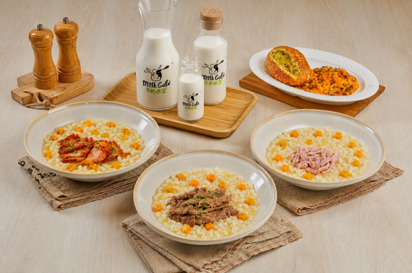 必食爆漿拉絲菠蘿包/牛乳湯通粉/惹味蔥油叉燒飯