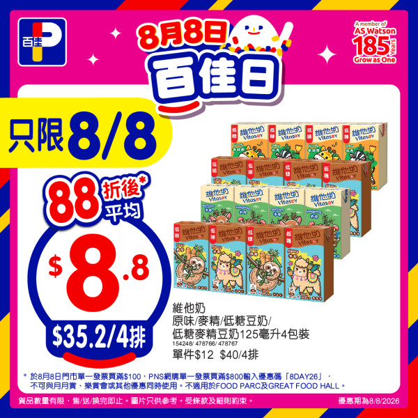 百佳突發全單88折大劈價！快閃2日門市網店同步／折上折1招再減$8 (附優惠碼)
