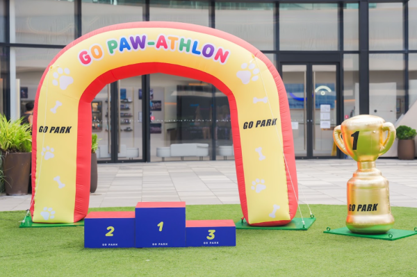 西沙GO PARK「GO Paw-Athlon」萌寵三項鐵人打卡賽︰NO.1 冠軍頒獎台（相片由相關機構提供）