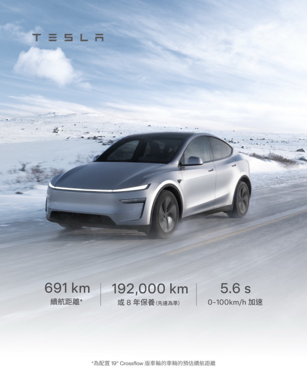 Tesla Model Y 長續航後驅版登場　691km 續航兼送 Grok AI
