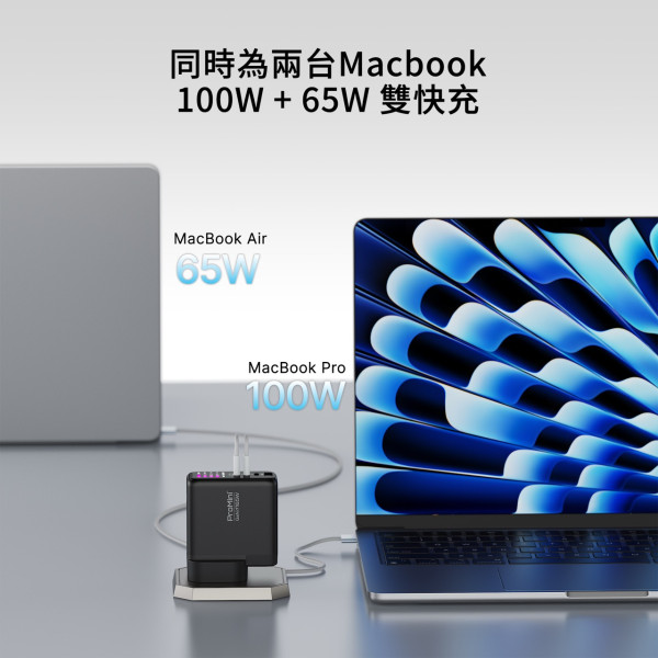 ProMini第3代GaN火牛165W四口同充細機身高輸出 雙電腦/手機/平板快充配摺疊英規插頭