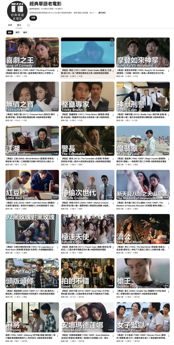 唔想買會員？免費正版電影YouTube頻道推介 一次過睇晒港台經典之作
