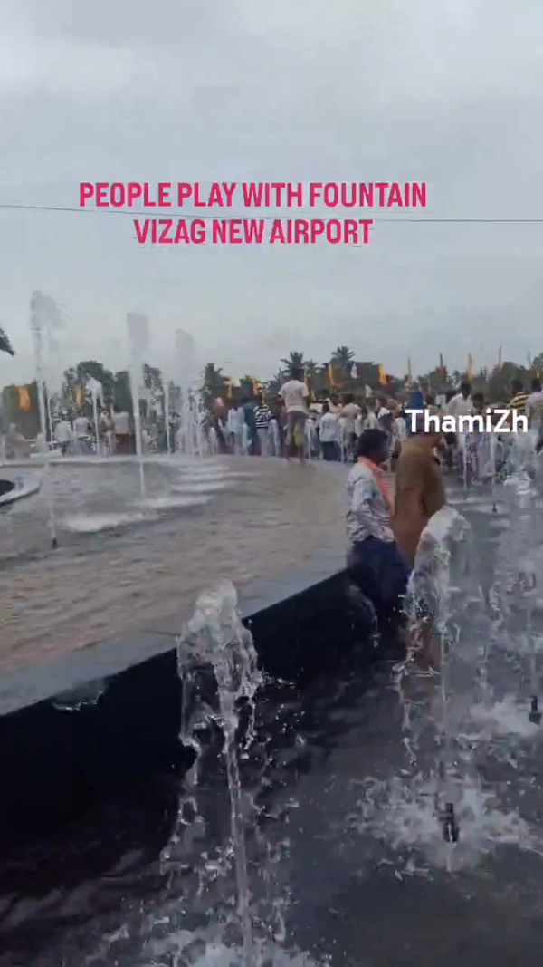 有片|印度新機場剛啟用即失守!旅客闖噴水池嬉水兼偷植物 網民怒轟缺乏公德心