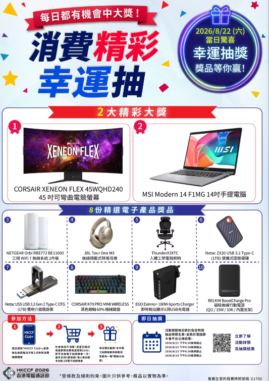  電腦節2026「消費精彩幸運抽」抽獎活動（圖片來源︰香港電腦通訊節）